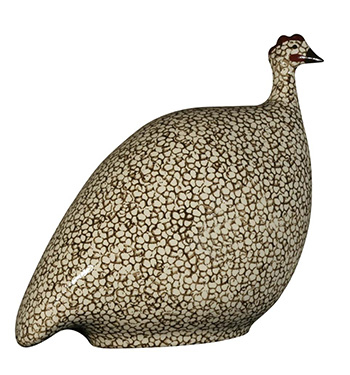 Large Ceramic Guinea Fowl - Speckled Black on White