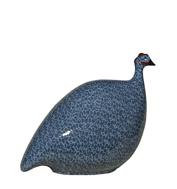 Medium Ceramic Guinea Fowl -  Speckled Lavender on Blue
