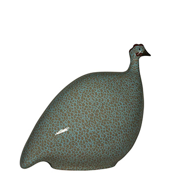 Medium Ceramic Guinea Fowl - Speckled Sky Blue on Grey